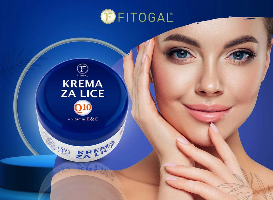 Fitogal krema za lice sa koenzimom Q10, originalni plavi baner sa modelom