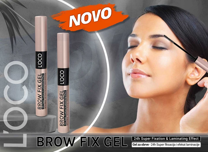 L’OCO Brow Fix gel za obrve i model iz kampanje